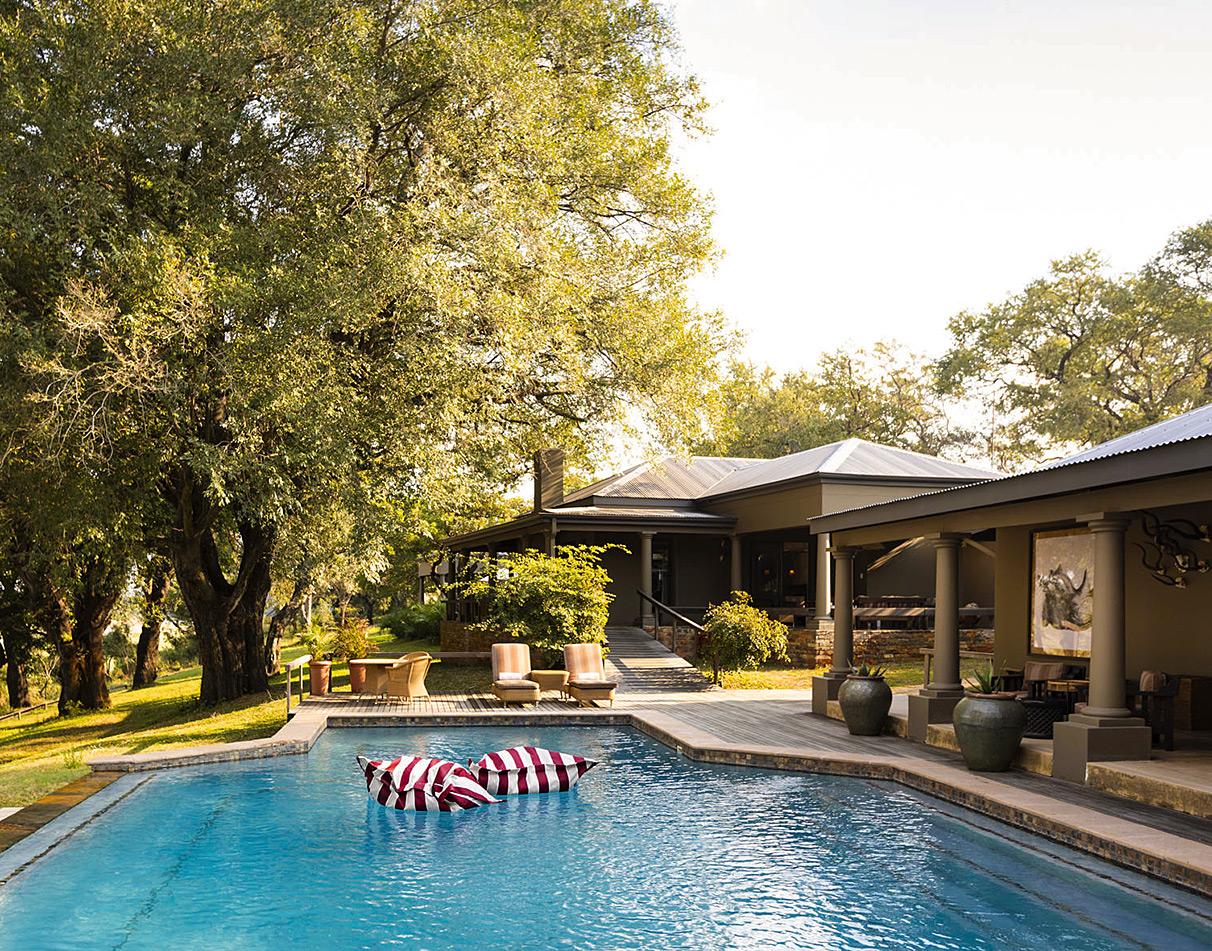 Swimming pool and lodge exterior at MalaMala Rattray's Camp, South Africa.