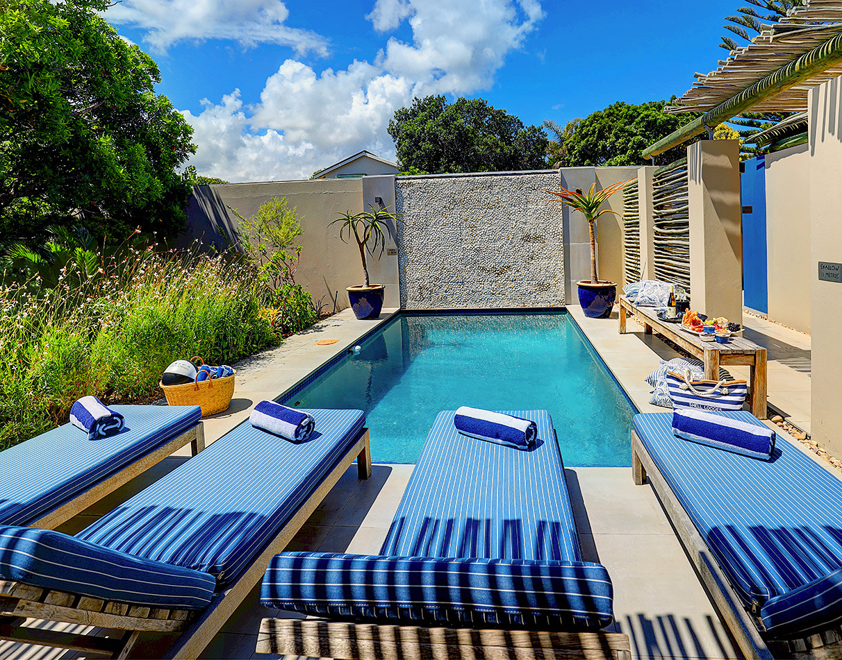 Pool Deck of the Scallop Lodge in Plettenberg Bay, South Africa.