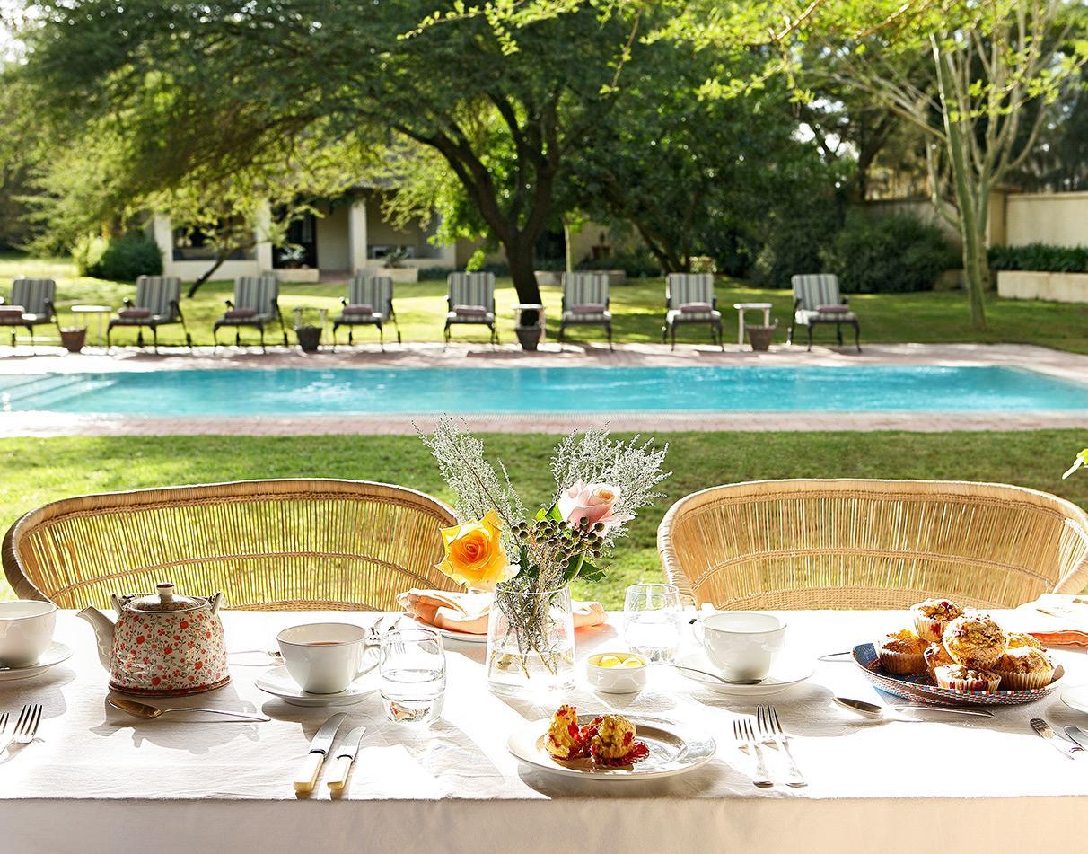 Pool and breakfast area at Elephant House.