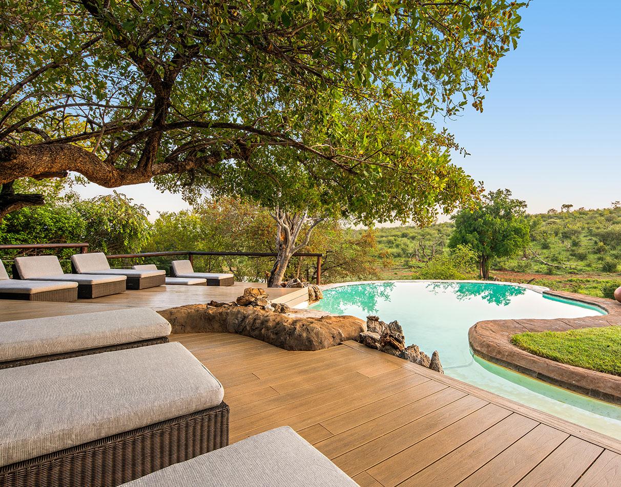 Infinity pool at Royal Madikwe Lodge overlooking the Madikwe reserve.