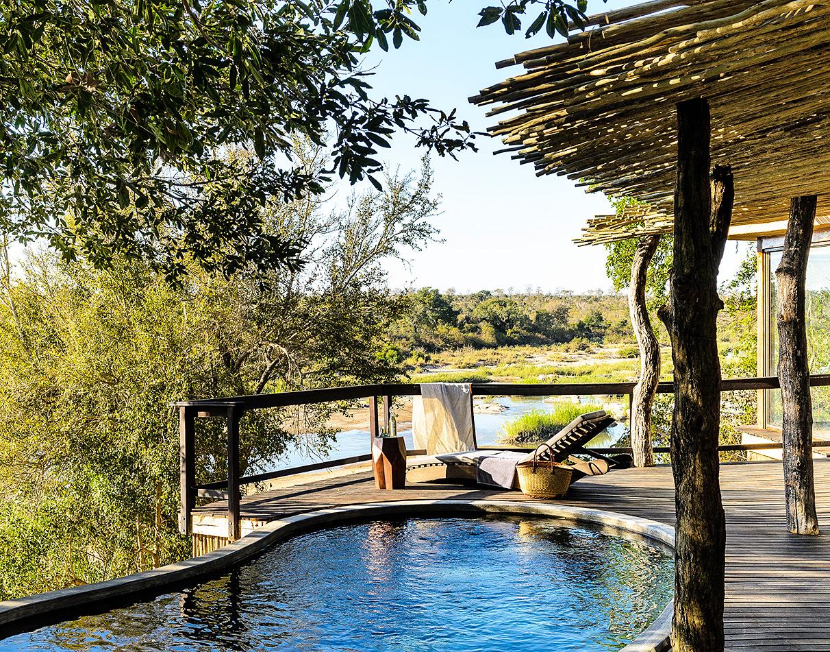 Boulders pool at Singita overlooking the river and surrounding bush.