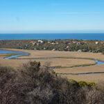 Aerial view of Wilderness lagoon and Garden Route coastline.