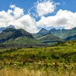 Rolling mountain landscapes in Royal Natal National Park, Drakensberg, South Africa.