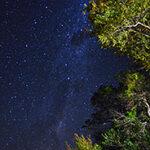 A star-filled night sky over the Blyde River Canyon, South Africa.