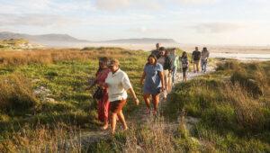 Small group on a scenic walk along the beach.