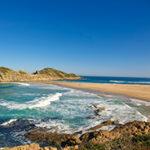 The sweeping beach and headland at Robberg Nature Reserve, Garden Route, South Africa.