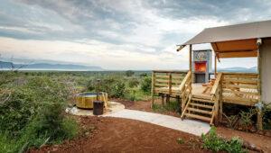 A guest tent with a plunge pool at Africamps White Elephant in Pongola Game Reserve.