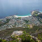 View of Camps Bay near Cape Town from above.