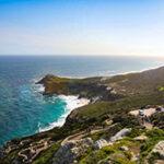 Cape point rugged coastline landscape.