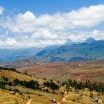 Dramatic mountain landscape in Royal Natal National Park, Drakensberg.