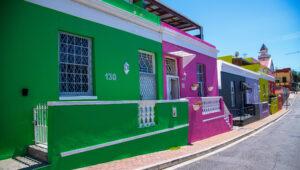Colorful houses in the Bo-Kaap neighborhood, Cape Town, South Africa.