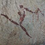 A close up of San rock art.