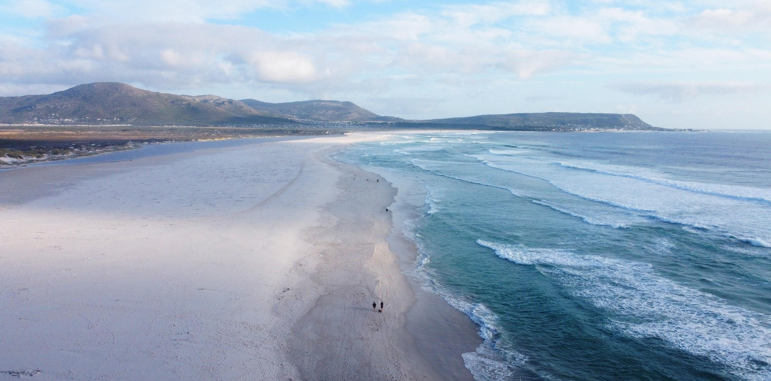 View of Noordhoek Long Beach each on a South Africa holiday.
