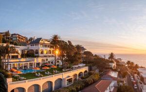 The viewing deck at Ellerman House at sunset.
