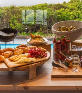 Wilderness South Africa breakfast buffet with fresh fruit and pastries