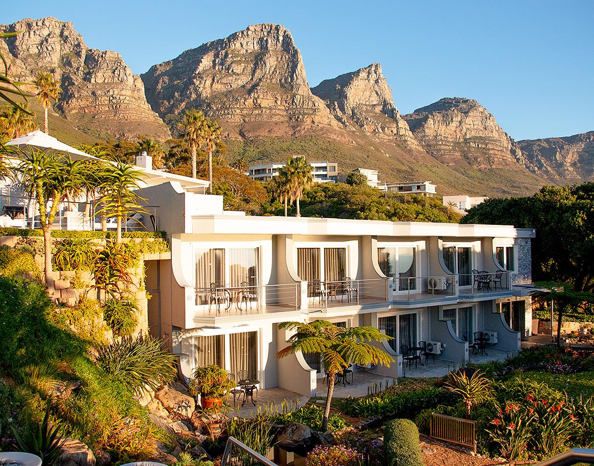 Ocean View House building sitting on the foot of the Twelve Apostles in Cape Town.