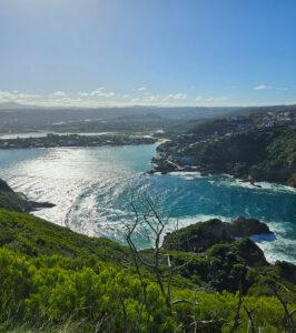 Scenic view of Knysna lagoon and coastline from Stannards Guest House, South Africa.